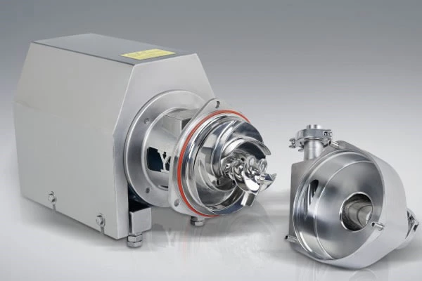 What are the main components of sanitary pumps